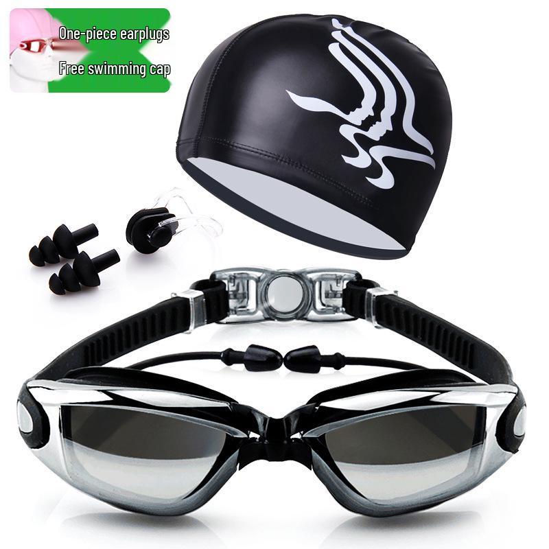 Youyou Anti-Fog HD Waterproof Swimming Goggles & Cap Set for Men and Women - Fashionable Adult Eye Protection.