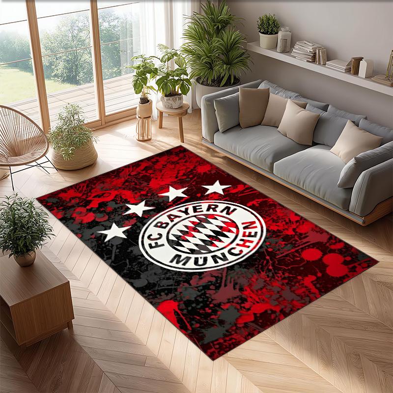 Bayern Munich Theme rug Soft Crystal Velvet Area Rug Non-Slip Floor Carpet for Living Room Bedroom Nursery