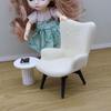 1 Piece 1/12 Dollhouse Mini Plush Sofa Chair Side Table Furniture Model For Doll House Decor Simulation Single Person Sofa