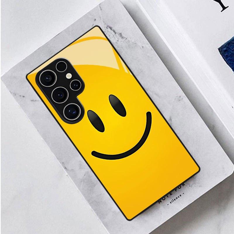 

Smiling face pattern Exquisite luxury Highend PhoneCase Glass PhoneCase for Samsung Galaxy S26 S25 S24 S23 S22 S21 FE,Ultra,Plus For Galaxy S26