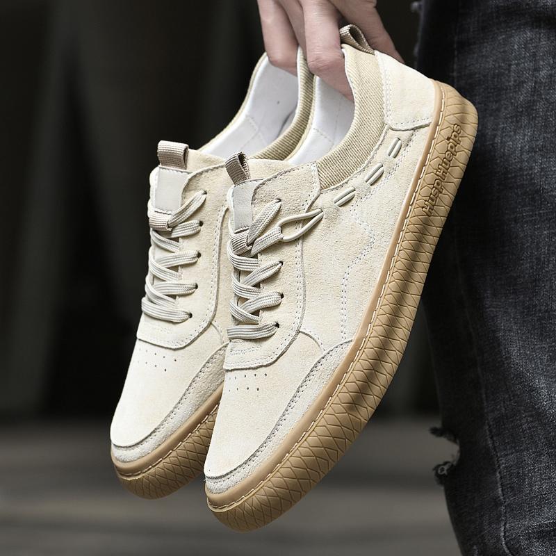 

Новые мужские повседневные туфли из натуральной кожи коровьей и свиной кожи, резиновая подошва, противоскользящие, легкие и износостойкие, повседневные кожаные туфли 44 бежевый