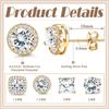 4 pair Stud Earrings for Women Men Gold Plated Hypoallergenic Silver Post Earrings Big Brilliant Simulated Diamond