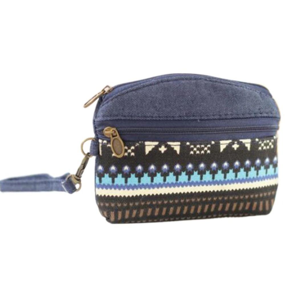 

Корейский стиль тканевый кошелек большой вместимости сумка для наушников этнический стиль кошелек для монет женский/детский синий