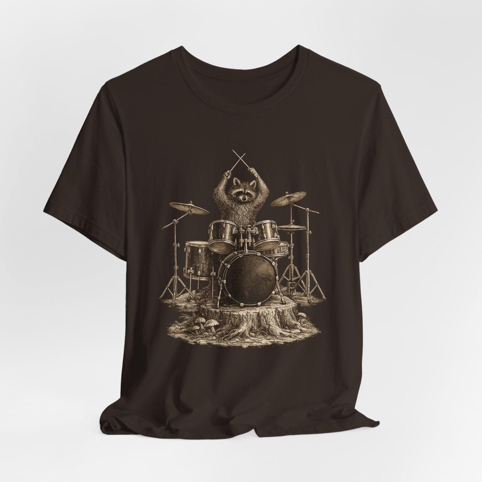 Rockin Raccoon Drummer T-Shirt | Funny Rock Band Tee 3XL