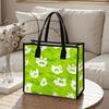 Cute Green Paw Print Tote Bag for Daily Use