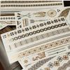 3 Sheets Tattoo Temporary Disposable Tag Gold Metallic Waterproof Silver Black Flash Fake Gold Tattoos Adhesives Decal