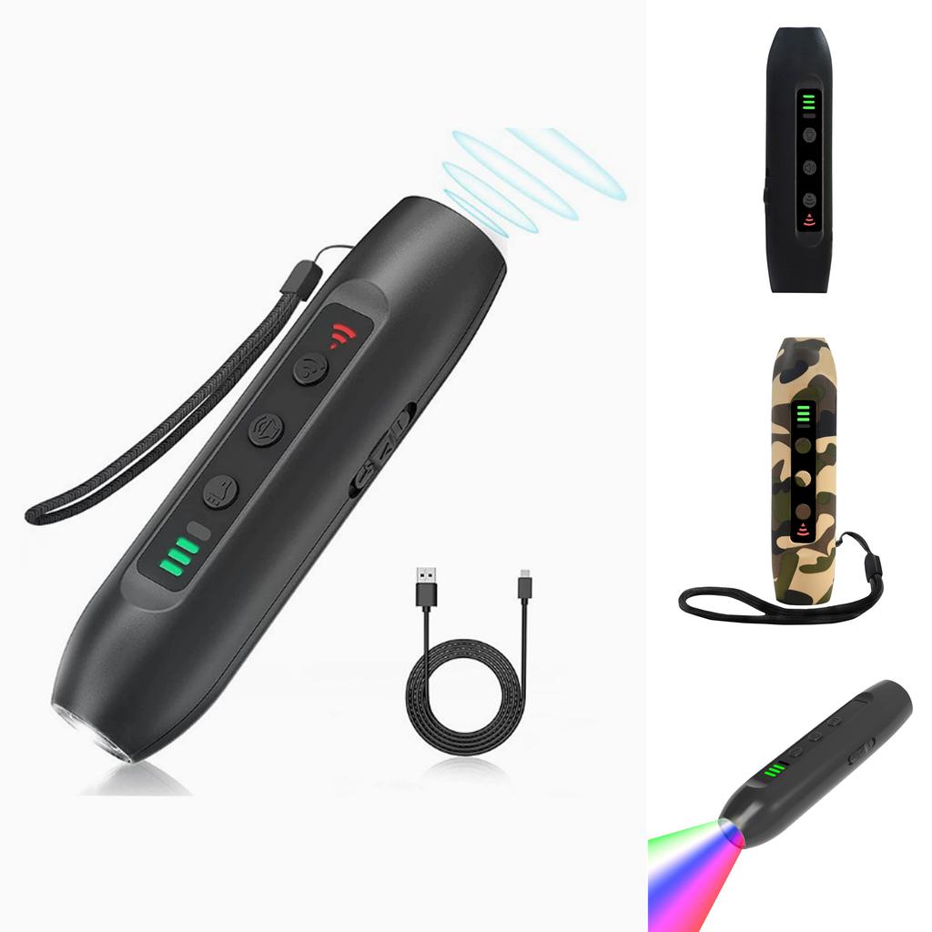 Ultrasonic Dog Repeller with Built-in Flashlight Rechargeable Handheld Anti Bark Device Safe for Outdoor Use and Training