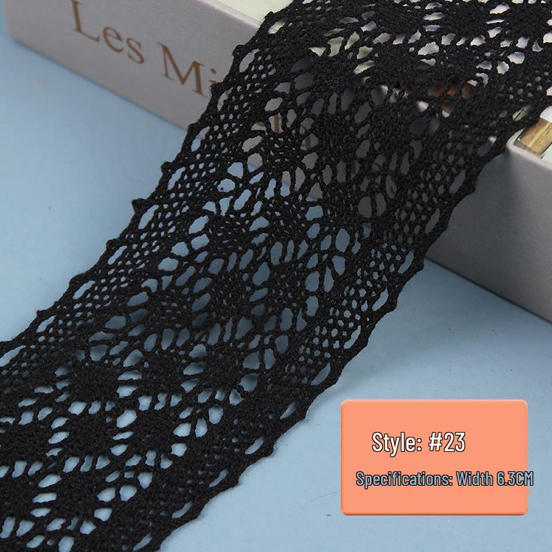 Black Pure Cotton Lace Trim for Clothing and Curtains