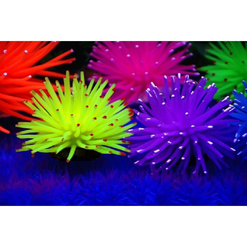 Cosmos Artificial Sea Anemone Ornaments Aquarium Fish Tank Decorations, 5 Pcs In Assorted Colors