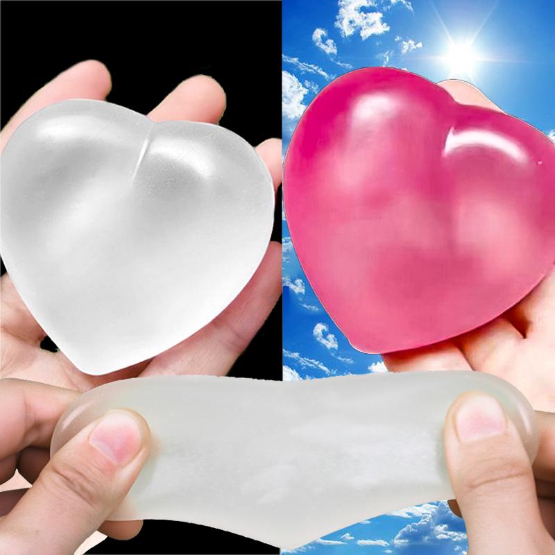 Color Changes Loving Heart Pinch Cute Cartoon Color Changing As Sun Light Spongy Maltose Finger Toys for Kids Adult Anti Stress