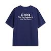 Li-Ning Casual Minimalist Letter Solid Color Round Neck Pullover Short Sleeve T-Shirt Unisex Tops Deep-Purple Blue AHSV283-5