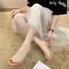 Crystal High Heels Transparent Slippers Women's Summer Wear High Sense 2025 New Square Head Large Size Sandals French Sandals