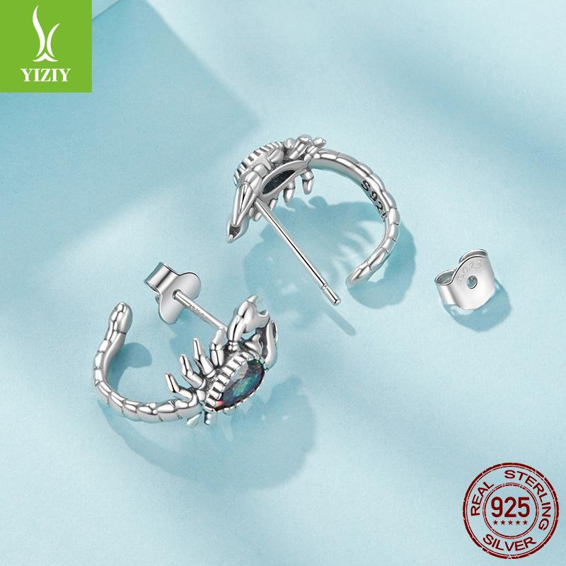 S925 Sterling Silver Retro Scorpion Stud Earrings Cross-Border Ins Style Personalized Creative Men'S And Women'S Earrings