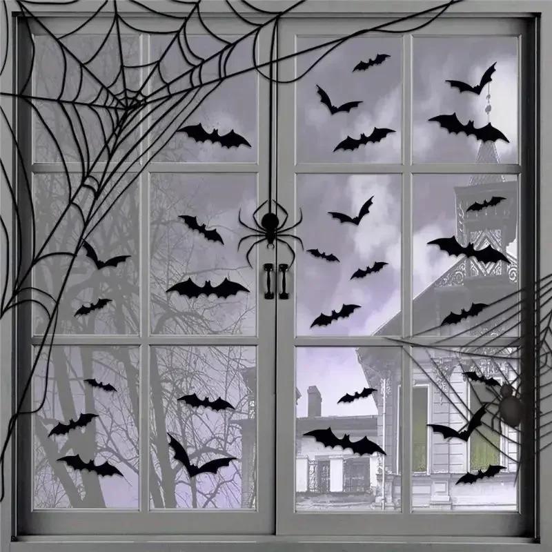 120pcs Halloween Decoration 3d Bat Wall Stickers Decoration Furniture Windows Yard Logo Outdoor Lawn Ghost Party Decor