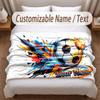 Soccer Theme Soft Blanket Personalized Custom Name Text Print Warm Blanket Home Sofa Bedroom Decor