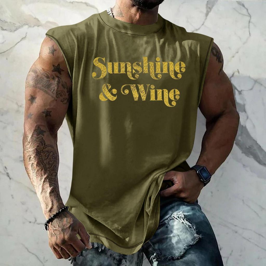 Top fără mâneci pentru bărbați Textură vintage Croială largă Respirabil Vară Sport Stradă Casual Uzură zilnică Tricou pentru mușchi