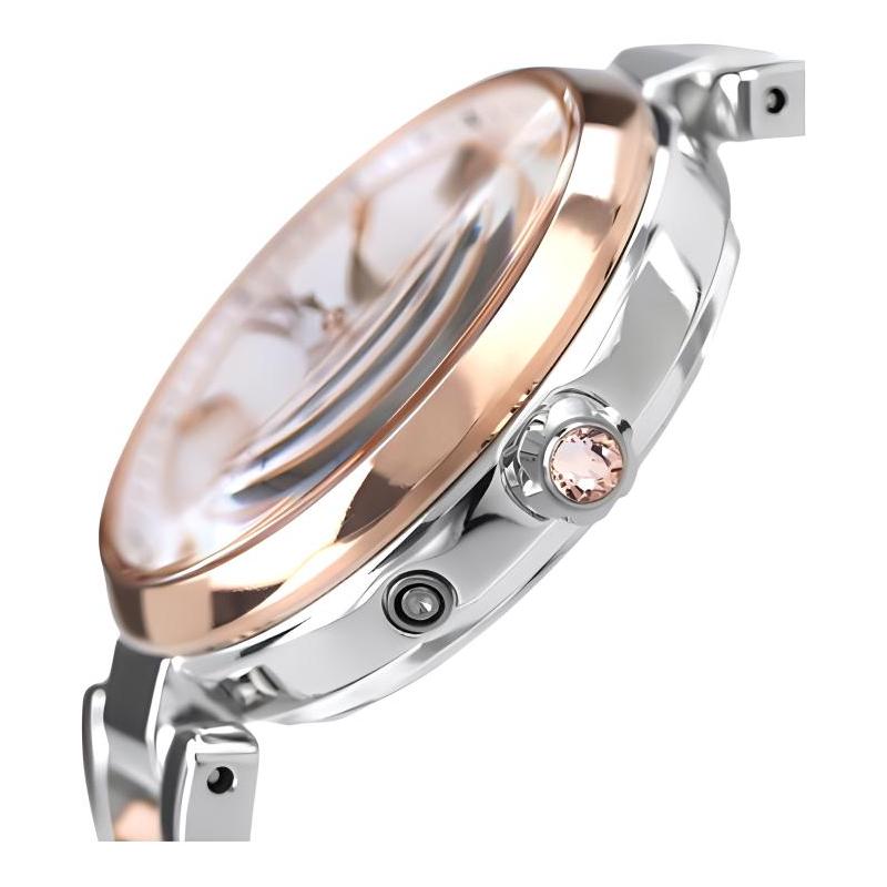 SEIKO 100 meters waterproof solar Quartz gold-plated titanium strap 27.9mm women's watch silver dial SSQW082