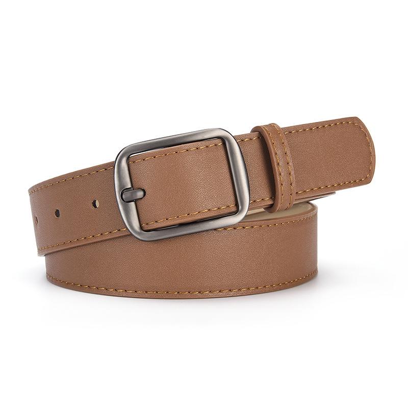Versatile Matte Silver Korean-Style Leather Belt: Unisex, High-End Accessory for Jeans & Pants