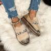 Furry Warm Rhinestone Woman Flat 3cm Low Heel Casual Shoes for Women Crytal Short Plush Ladies Footwear Big Size 43