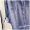 Spring Women's Clothing Shirt Medium Long Containing Cotton Shirt Loose Fit Long Sleeve Double Pocket Rolled Sleeve Thin Blouse