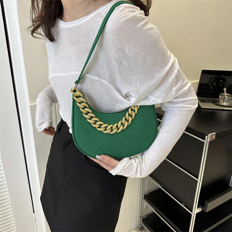 Fashionable Felt Bag Stylish Retro Simple Chain Crossbody Tote Underarm Handbag