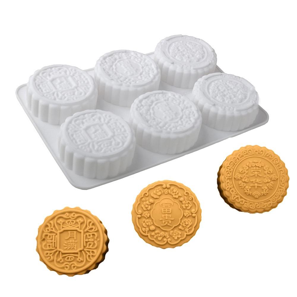 Silicone Auspicious Clouds Mooncake Mold 6 Cavities Mung Bean Cake Mold Soap Mold  Kitchen