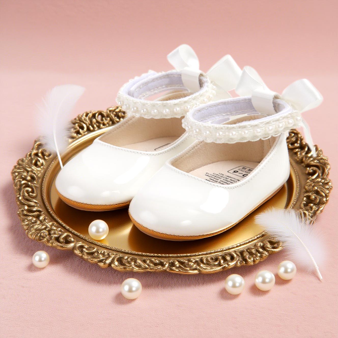 

Infant Baby Girls Mary Jane Flats Bow Non-Slip Soft Sole Princess Toddler First Walkers Sneaker Wedding Dress Dancing Shoes 11cm(0-6 Months) белый