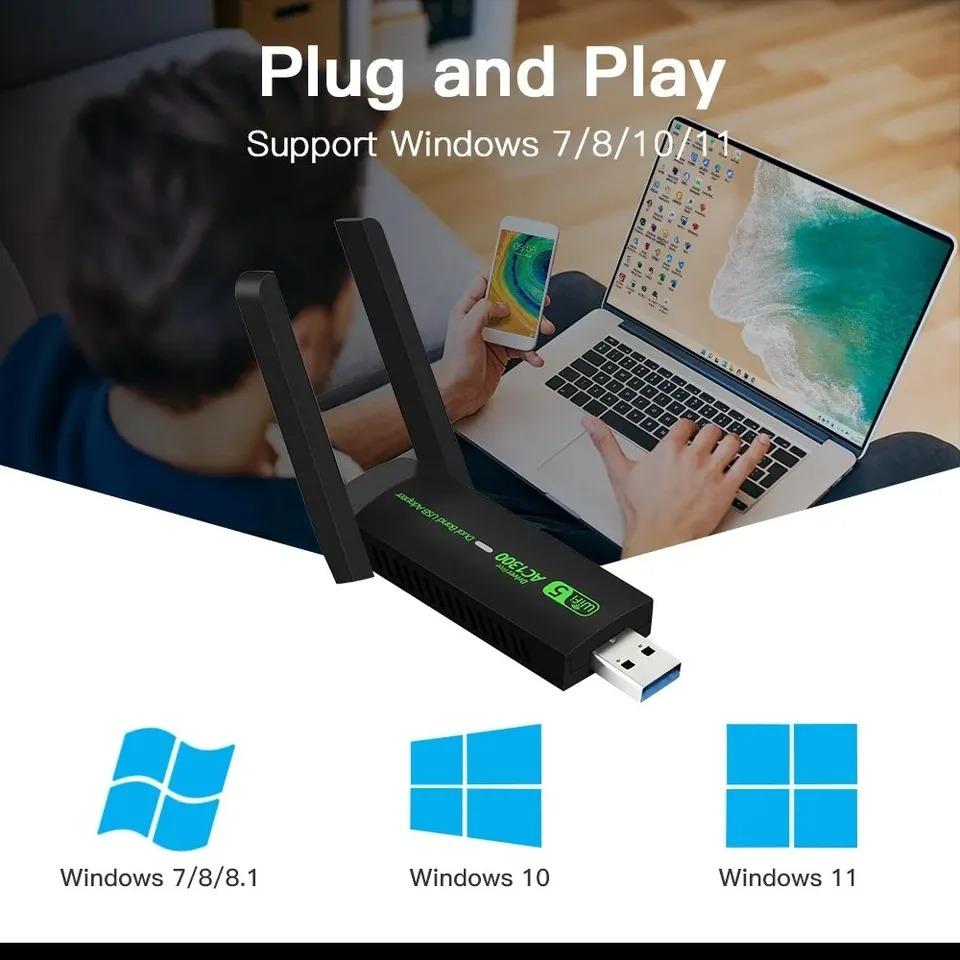 1300Mbps Dual Band WiFi Adapter USB 3.0 Drahtlose Netzwerk Karte 2,4G/5GHz Mini WiFi Dongle Empfänger Sender für PC /Laptop/Desktop