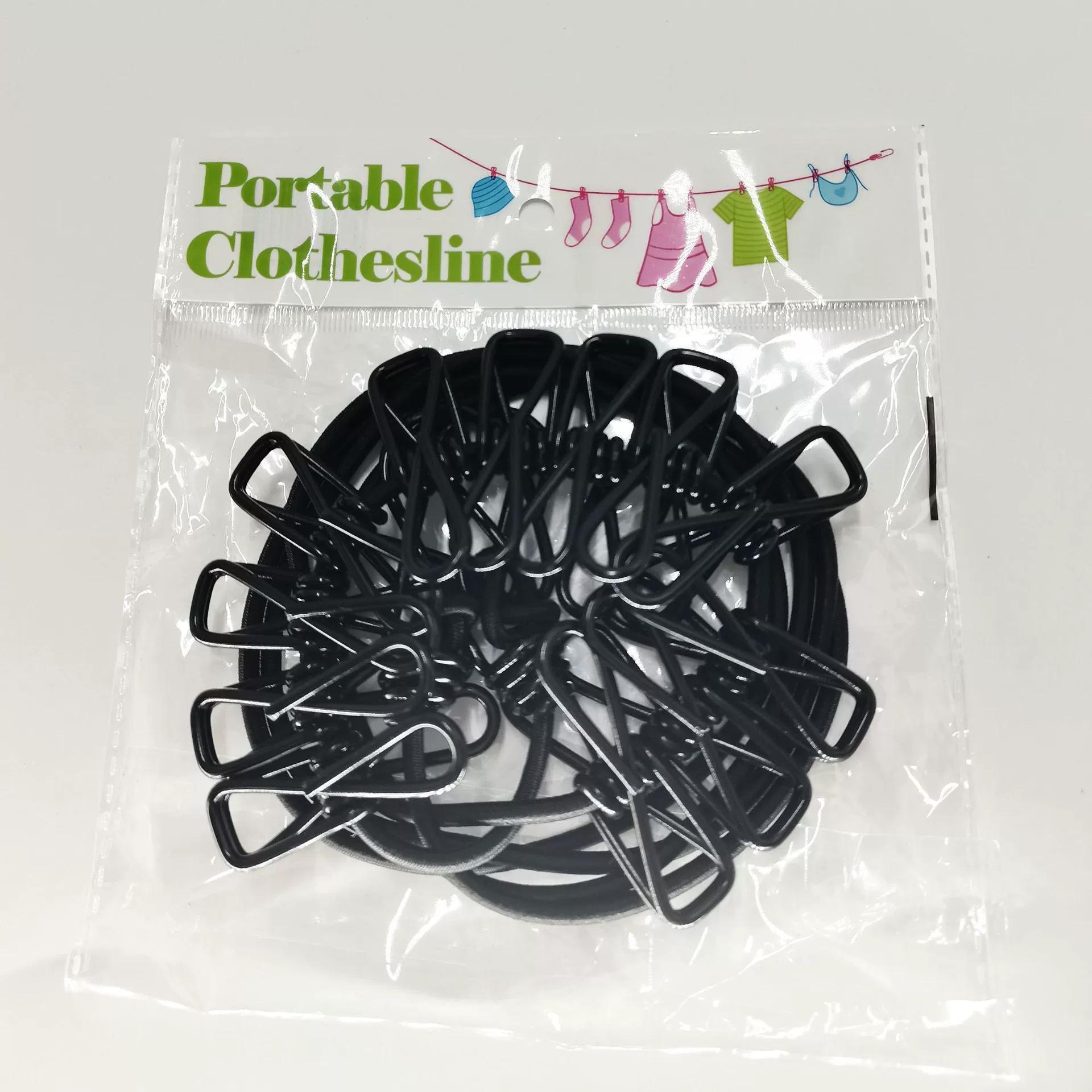

Портативная бельевая веревка с 12 зажимами, выдвижная сушилка для белья, веревка для сушки одежды, веревка для подвешивания одежды на открытом воздухе чёрный