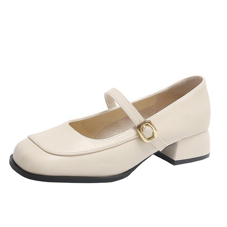 French Light Mouth Single Shoes Women's 2024 Early Autumn New Thick Heel Square Head with Skirt High Heels with Mary Jane Shoes