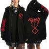 Berserk Anime Hoodie Unisex Long Sleeve Zip-Up Sweatshirt Fall Casual Oversized Pullover