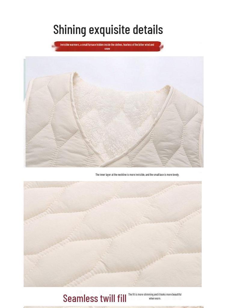 2025 Women's Autumn/Winter Sleeveless Down Vest - Short, Lambswool-Lined, Thickened, Plus Size, Slim Fit