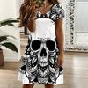 Women V Neck Gentle Camellia Floral Plus Size Summer Short Sleeve Loose Gown