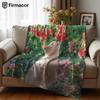 Cat Sniffing Blossoms Cartoon Anime Print Flannel Blanket Soft Warm Throw for Kids Bedroom Sofa Bed Christmas Office Car