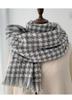Korean Fashion Versatile Black White Plaid Scarf for Women Classic Winter Thick Warm Soft Cashmere Feel Scarves Windproof Shawl