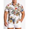 Men Ethnic Short Sleeve Casual Cotton Linen Printing Hawaiian Shirt Blouse