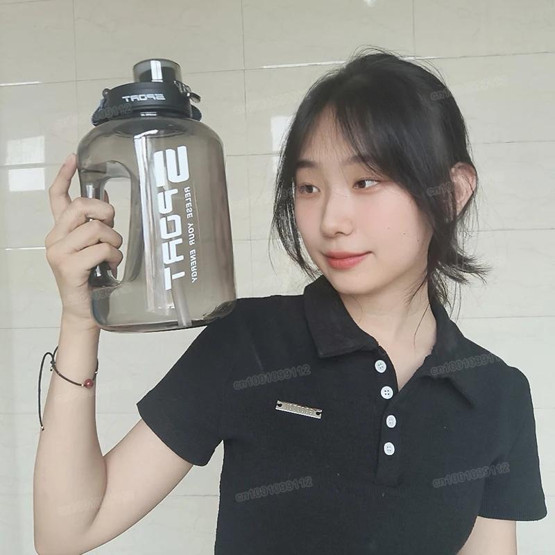 Large Capacity Water Bottle with Straw Lid Sports Gym Water Kettle for Camping Travel BPA Free Drinking Bottles