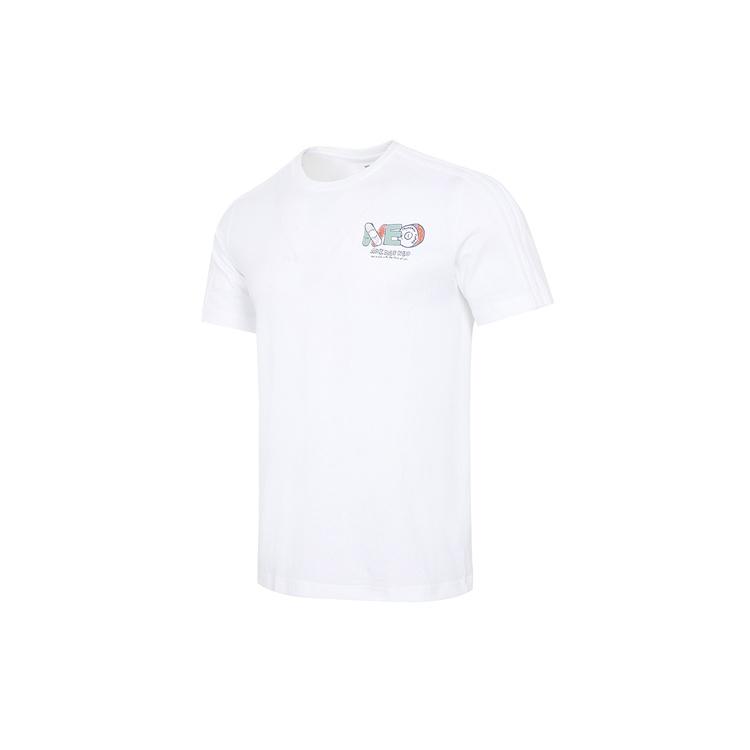 adidas neo Printing Sports Round Neck Short Sleeve White Men s GR6921 S
