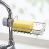 2Pcs Faucet Storage Rack Sink Sponge Holder Rustproof Corrosion Resistant Hollow Design Adjustable Detachable Sponge Holder Sink Organizer