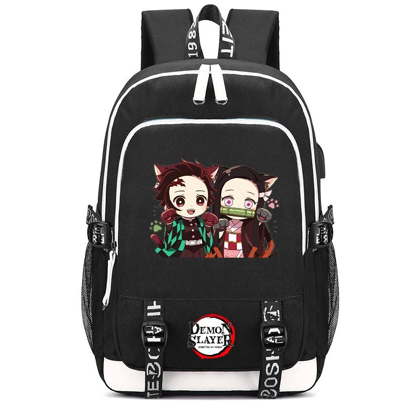 Anime Demon Slayer Canvas Backpack Printed Backpack for Girl Boy Gift Back To School Bookbag Men Women Travel Bag Mochila