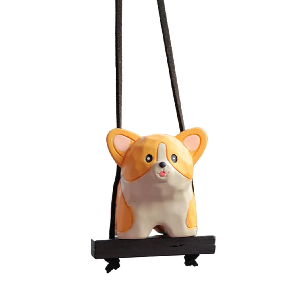 Swinging Dog Car Ornament, Resin Animal Car Charm, Funny Rearview Mirrors Ornament, Car Decoration,