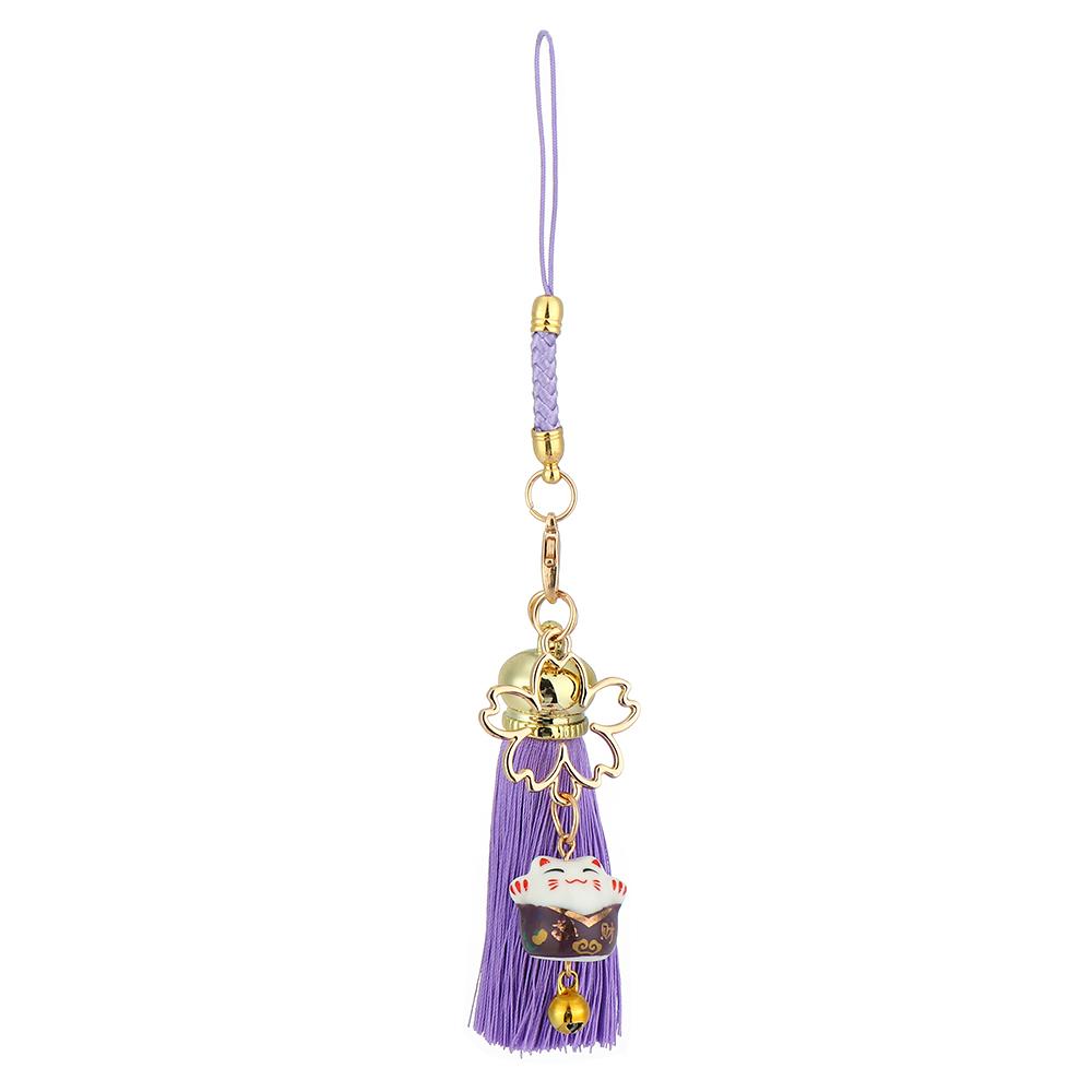 Phone Charm Rope Lucky Cat Cherry Blossom Bell Tassel Mobile Phone Lanyard Bag Pendant Cell Phone Hang Rope