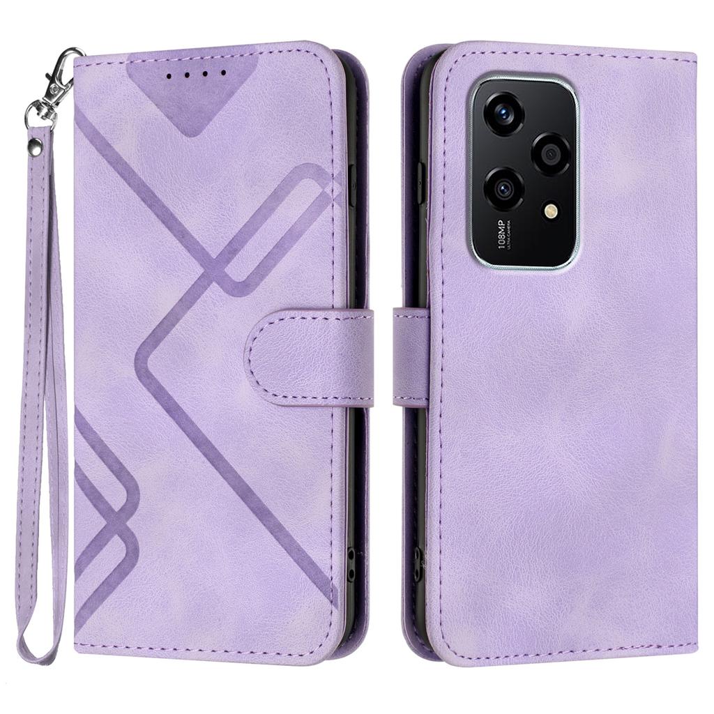 YX0040 For Honor 200 Lite Case with Wrist Strap Geometry Pattern Leather Phone Cover