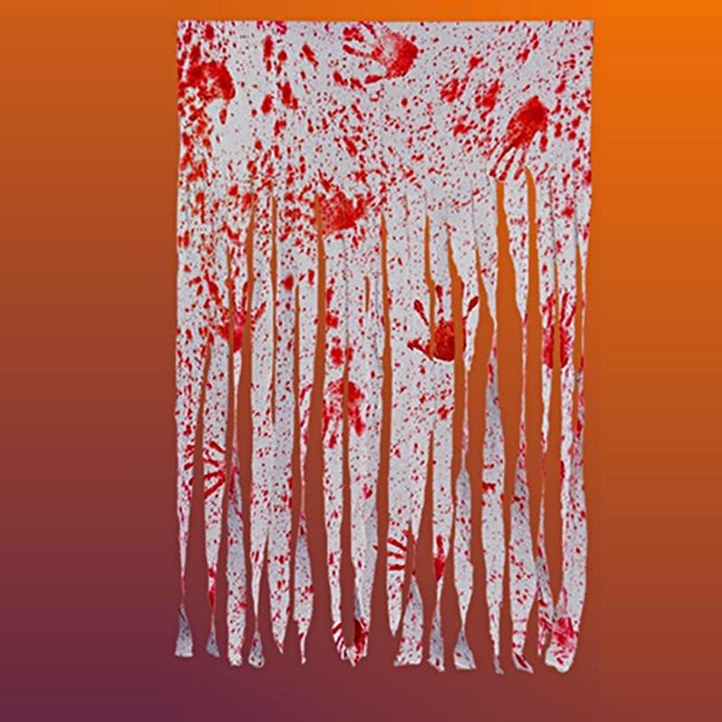 Halloween DIY Ornament Theme Background Cloth Home Party Blood Stain Pattern Decorative Door Curtain Haunted House 100*165cm