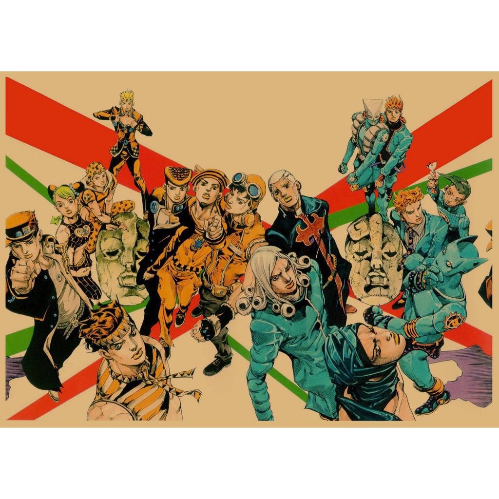 JoJo's Bizarre Adventure Retro Kraftpapier Poster - Japanische Anime Dekoration für Bar, Restaurant oder Café.