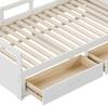 Pull-out Sofa Bed, 78" Convertible Sectional Couch Bed, Modern Wood Couches with Drawers And Slats for Living Room (White)