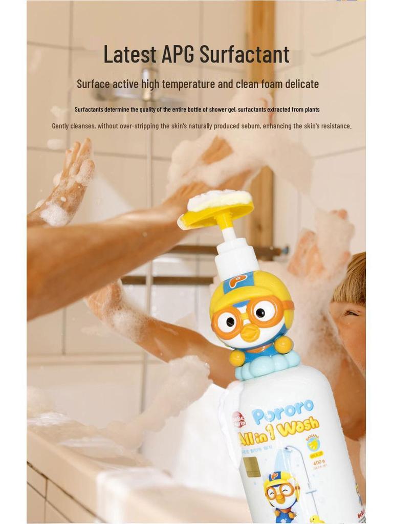 Korean Pororo Kids 3-in-1 Body Wash, Shampoo & Conditioner - 400g
