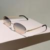 Rimless Oval Sunglasses Men Fashion Gradient Decor Shades Women  New Trendy Vintage Brand Design Casual Sun Glasses