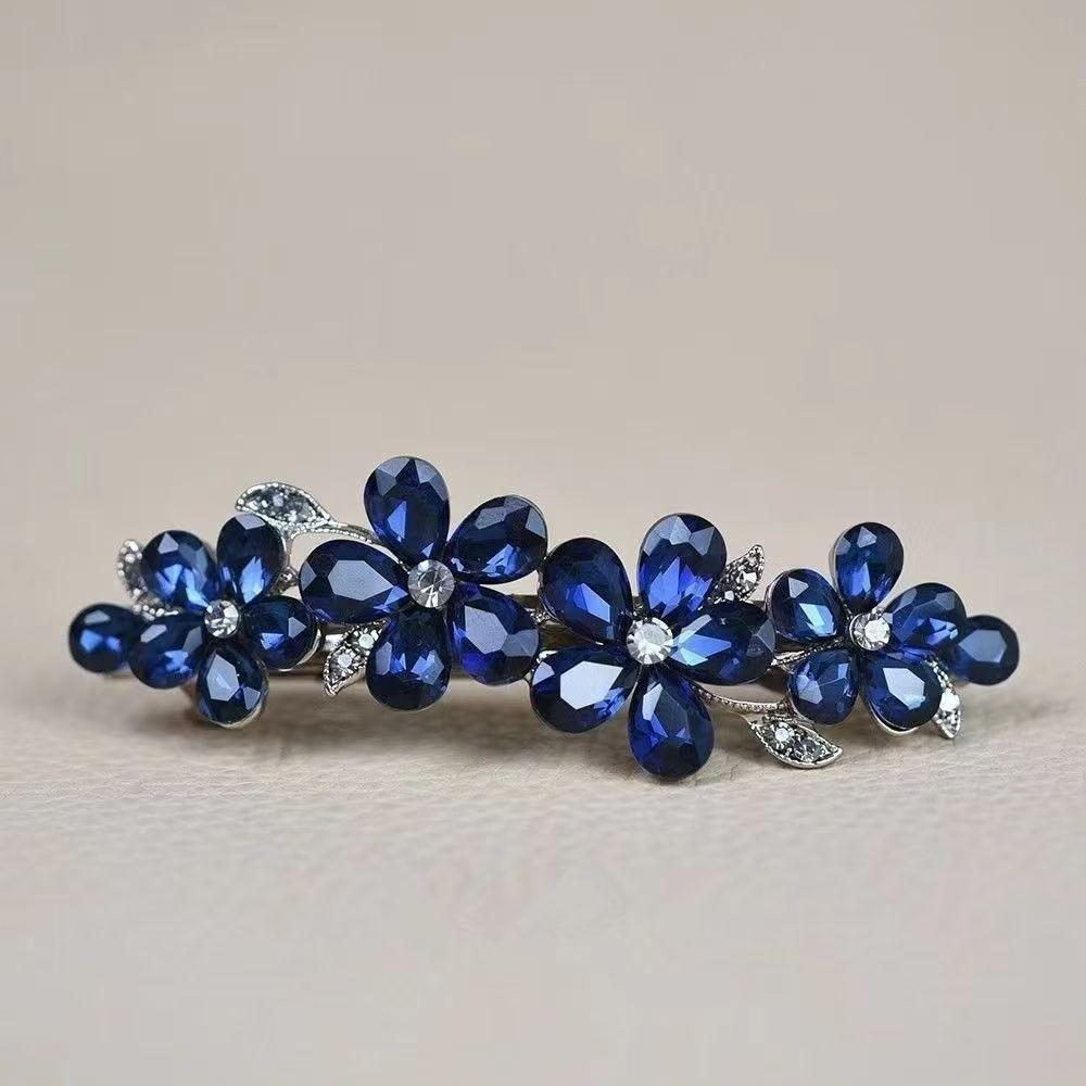 Rhinestone Spring Clip Hairpin Large Size Back of Head Half-tied Hairpin for Women