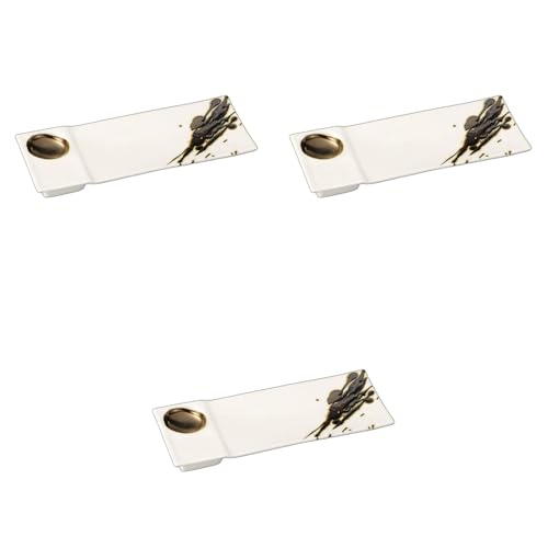 Setomonohonpo (Setomonohonpo) Set of 3 Gold-Splash (White) Rectangular Plates [25.8 x 10 x 1.9 cm] | Ceramic Long Plates